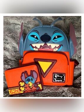 NWT Disney Loungefly Stitch Experiment 626 Backpack & Wallet Set